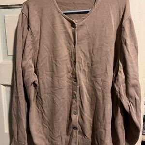Lands' End Women's Brown Button-Up Cardigan